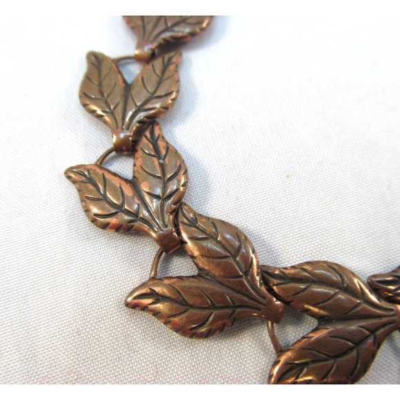 Vintage Southwestern Copper Leaf Link Bracelet - Picture 8 of 10